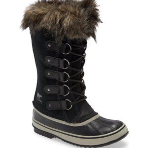 Sorel Women Knee High Faux Fur Snow Boots Joan of Arctic Size US 8M Black Quarry